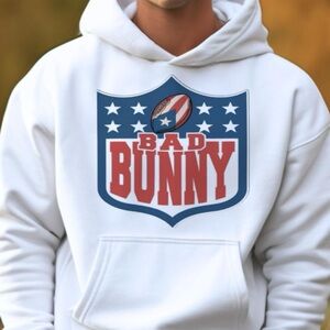 White Men's Bad Bunny NFL Hoodie
